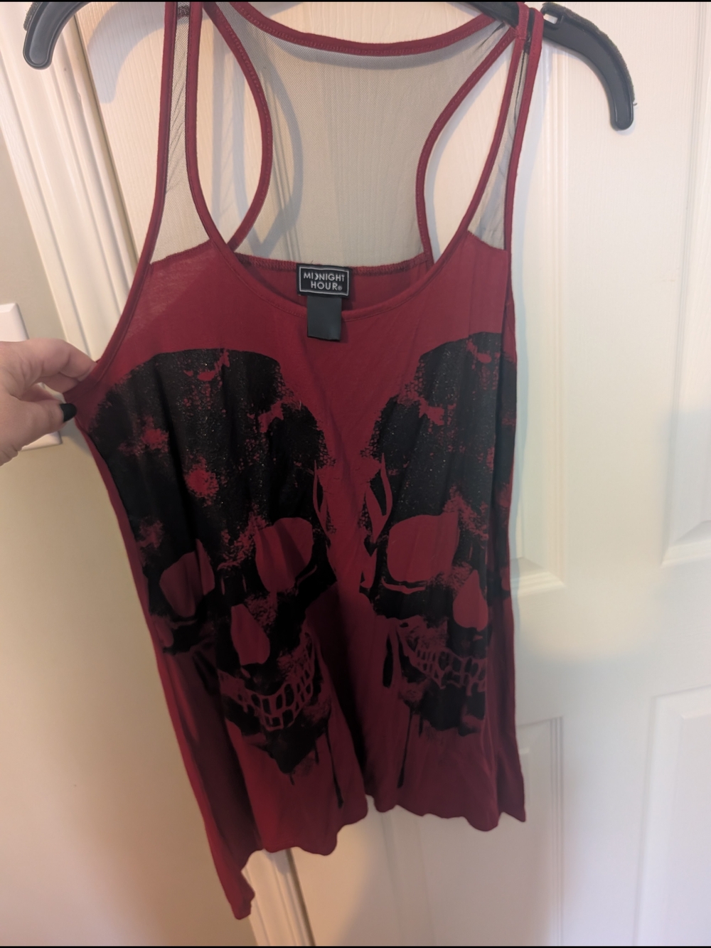 Wine Red Skull Print Tank Top